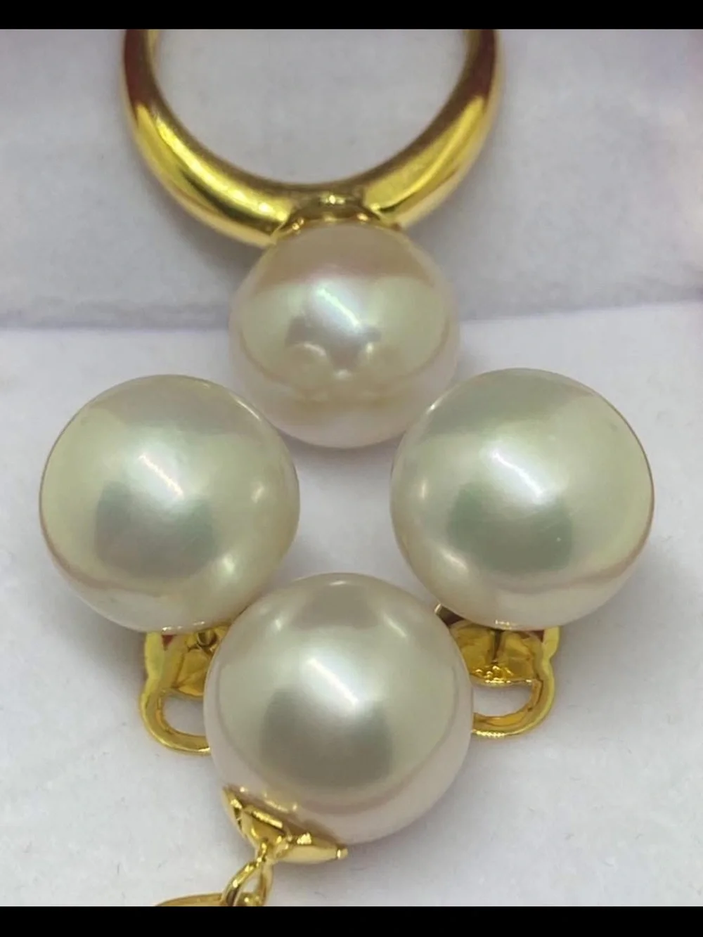 Classic White Pearl Drop Earrings with Gold Accents